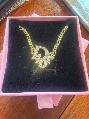 Gold-Tone Crystal 'D' Monogram Pendant bracelet  - Gold plated
